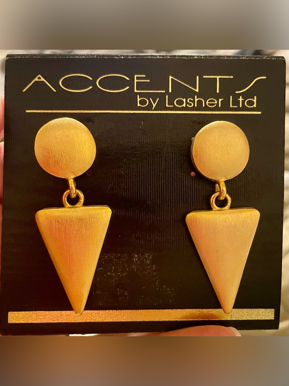 Vintage Gold Triangle Drop Earrings